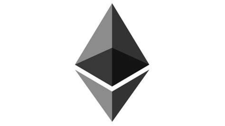 Ethereum logo above the sea.