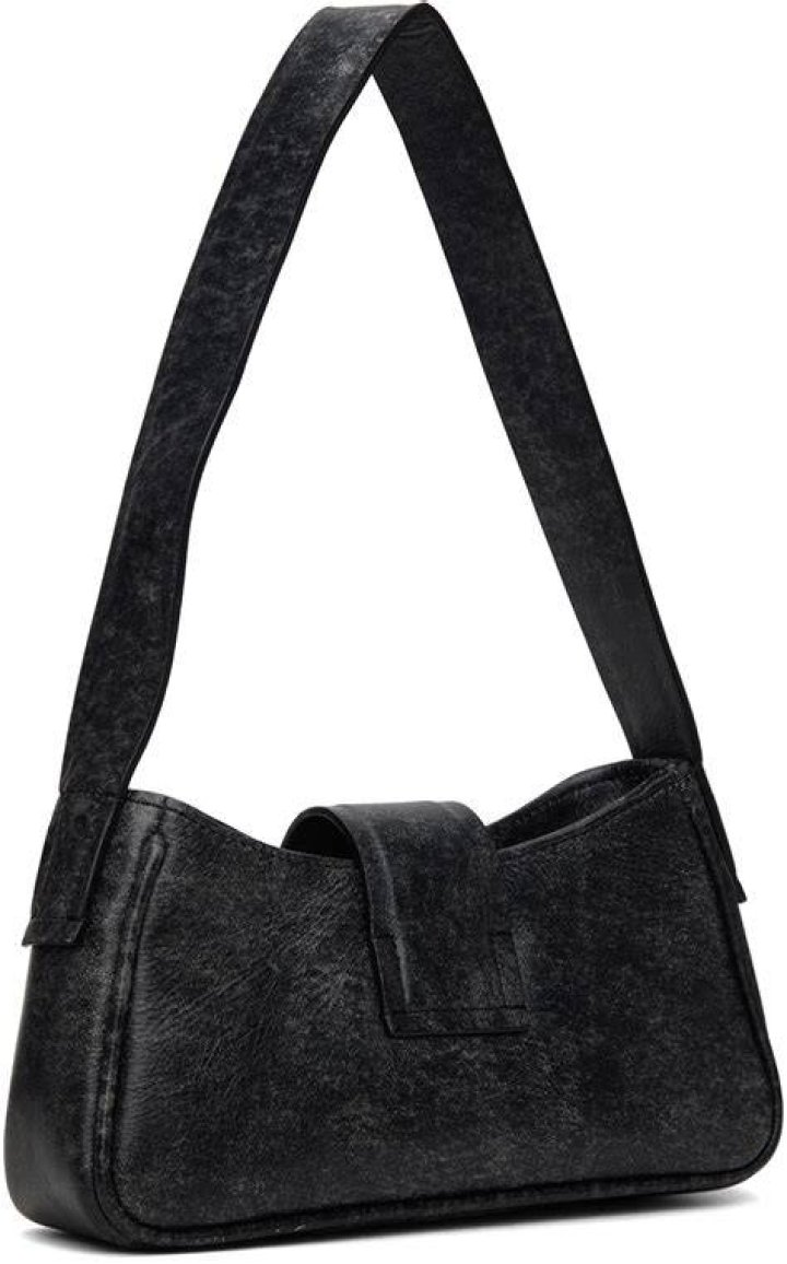 Gray Mini Cracked Leather Shoulder Bag Gray Mini Cracked Leather Shoulder Bag