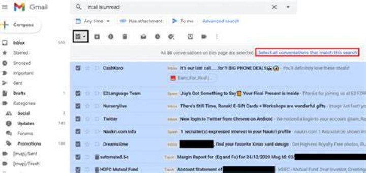 How do I filter Gmail for unread messages?