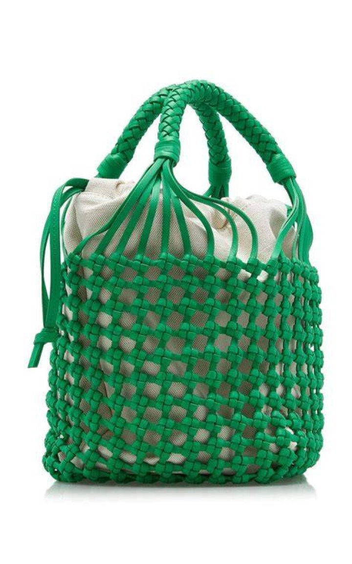Macrame Leather Drawstring Tote Bag Macrame Leather Drawstring Tote Bag
