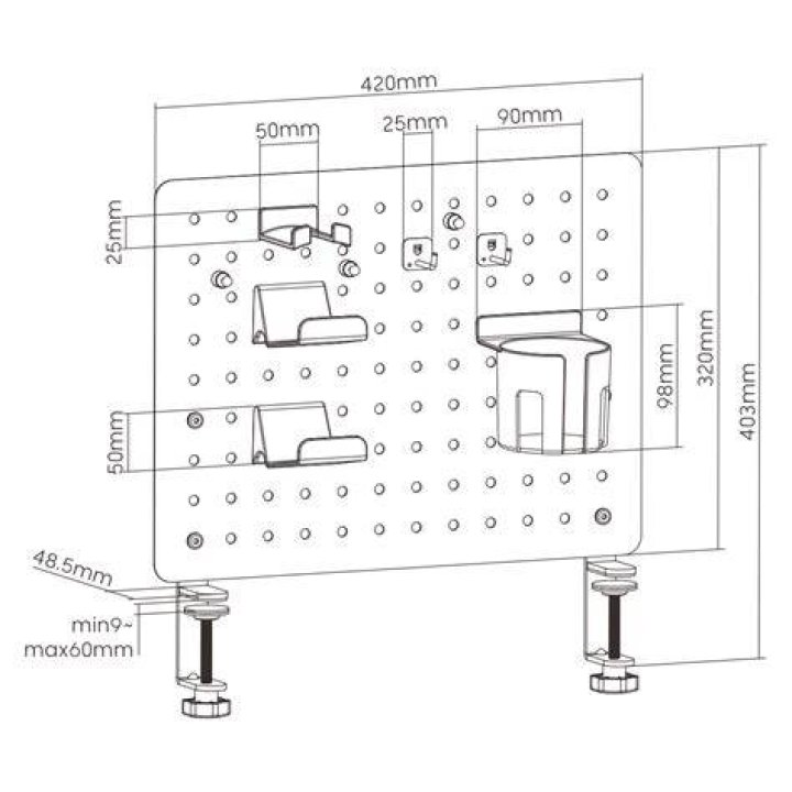 What is standard pegboard size?